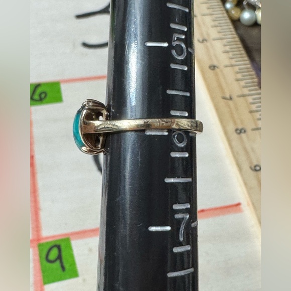 Vintage 10K Gold Quartz & Turquoise Ring 6 - Picture 12 of 12